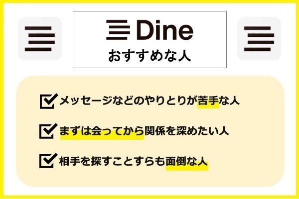 Dineはこんな人におすすめ！